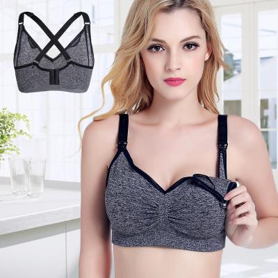 China Front Closure Large Size Nursing Antibacterial Bra Seamless Pregnancy Feeding Adjust-Straps Gather Bra Underwear for sale