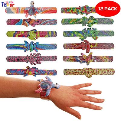 China 12PCS Gifts Slap Bracelet with Colorful Animals for Kids Boys and Girls Birthday Party Supplies Favors for sale