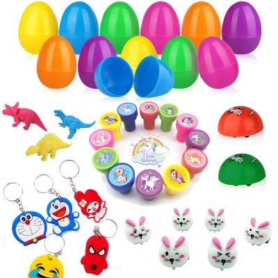 China Newest Eco Friendly Hot Sales 12PCS Children PP Plastic Easter Eggs Assorted Toys Gifts for sale