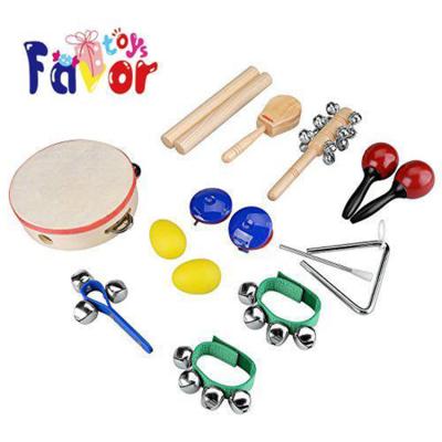 China Cartoon Toy 10 Types Wooden Musical Orff Percussion Instruments Toys For Children for sale