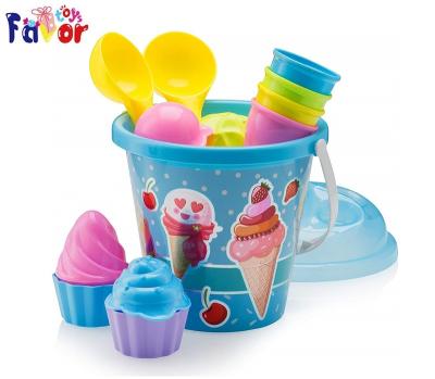 China Amazon Playset Top Hot Selling Blue Sand Beach Bucket Race Ice Cream Toys 14 Pieces Best Outdoor Toys Gift For Boys for sale