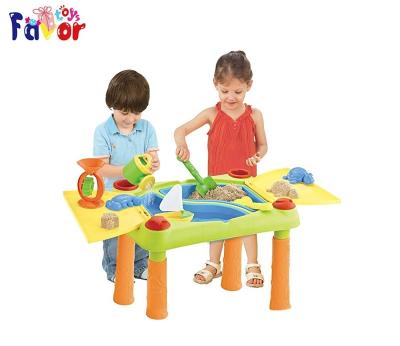 China Ourdoor Amazon Best Selling Outdoor Sand and Water Activities Play Table for Kids with Double Compartment, Lids and Over 10 Accessories for sale