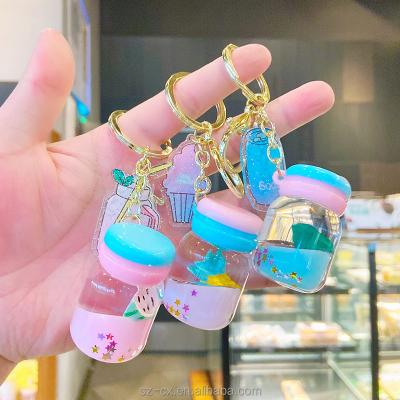 China Cute Pandent Quicksand Liquid Fruit and Floating Gift Inside Charm Keychain Lanyard Self-Defense Key Chain Pendant Liquid Moving Acrylic Key Chain for sale