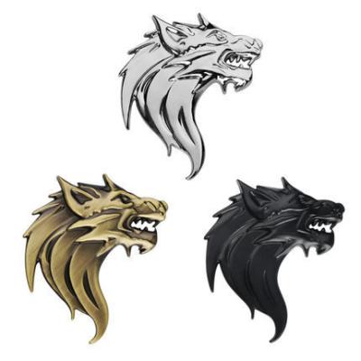 China The other car logo modified wolf beast car sticker metal wolf tail personalized main sticker for sale