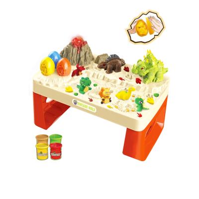 China 17pcs Playdough Dinosaurs World Dough Table with Tools Set 47*28*35cm Funny Kids Clay Play Toys Set of Sounds and Lights 4 Boxes for sale