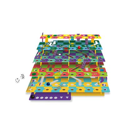 China Eco-friendly Material Kids Funny Chess Board Games Toy Balls Multi Layers Meander And Ladders Playing Game for sale