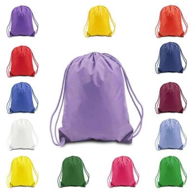 China Wholesale Customized Reclycled Factory Color Fabric Logo 210d Nylon Drawstring Bag Storage Bag For Clothes And Kids Play for sale