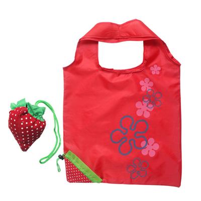 China Reclycled Promotional Reusable Nylon Tote Shopping Strawberry Bag With Soft Foldable Logo for sale