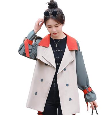 China 2022 British style mid length anorak coat spring breathable trench coat contrast color patchwork Korean loose quilted coat women for sale