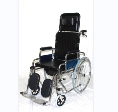 China Multi-Functional Commode Wheelchair Wheelchair Transport Wheelchair Sale Manual Wheelchair With Comfortable Footrest for sale