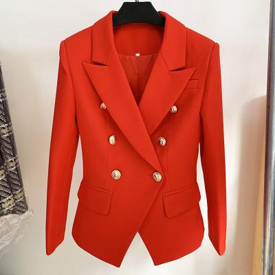 China 2022 Designer New Fashion HIGH STREET Jacket Women Breathable Classic Lion Buttons Double Breasted Slim Fitted Textured Blazer for sale