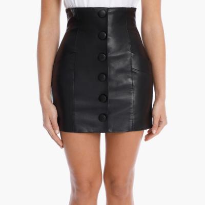 China HIGH STREET 2022 Newest Single Breasted Faux Leather Mini Skirt Breathable Designer Skirts Women for sale