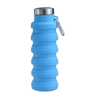 China OEM 500ml New Viable Silicone Telescopic Water Cup With Carabiner Outdoor Sports Water Bottle for sale