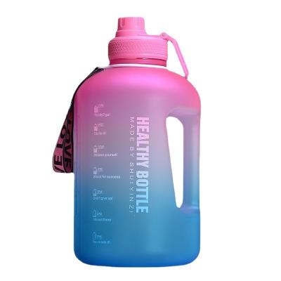 China Viable Supply 2.2L Gallon Factory Gradient Color BPA Sports Gym Jug Plastic Free Water Bottles With Time Motivational Marker for sale