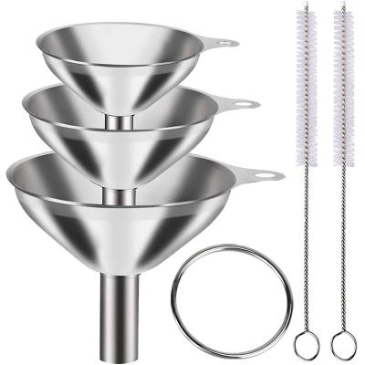 China 3 Viable in 1 Small Mini Stainless Steel Funnels Salad Dressing Powder Oil Set Funnel Portable Kitchen Accessory Kitchenware for sale