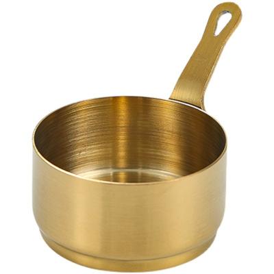 China Korean Round Gold Stainless Steel Silvery Rice Wine Steak Sauce Cups Viable 304 Cooking Bowl With Handle for sale