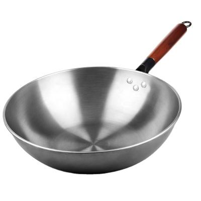 China Amazon Viable Chinese Wok Non-Stick Uncoated Steak And Egg 34cm Frying Pan With Wooden Handle for sale