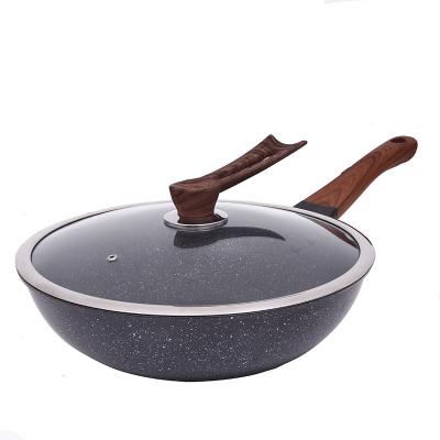 China 32CM Non-Stick Household Pan Induction Cooker Universal Non-Stick Medical Stone Pan Viable Flat Bottom Kitchen Wok for sale