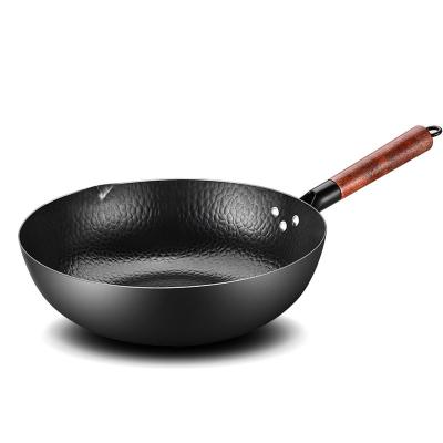 China Pan Uncoated Health Wok Non-Stick 32CM Viable Frying Pan Gas Stove Induction Cooker for sale