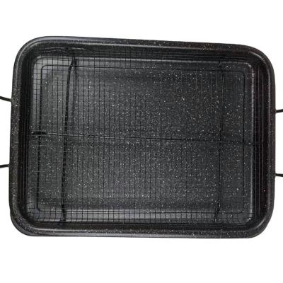 China Non Stick 2 Piece Set Medical Stone Coated Non Stick Grill Pan French Fries Basket Bake Oven Tray Roll Tray Baking Accessories for sale