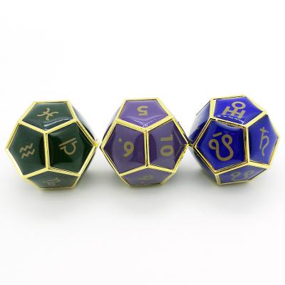 China Wholesale High Quality Custom Zinc Alloy 12 Sided Astrology Muti Color Divination Metal Polyhedral Dies for sale