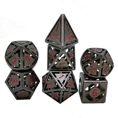 China Custom Metal 7Pcs Metal DND Dice Set RPG MTG Dice Set Simple and Modern Hollow Polyhedral Dnd Dies for sale