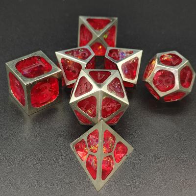 China Dnd New Simple and Modern Metal Frame Resin Dice Polyhedral Role Playing RPG Board Game Dice Custom Dies for sale