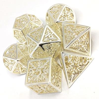 China Simple and Modern Custom Snowflake Hollow Dice Set D&D Role Playing Board Game Warhammer Dice Polyhedron Table Gam Dice for sale