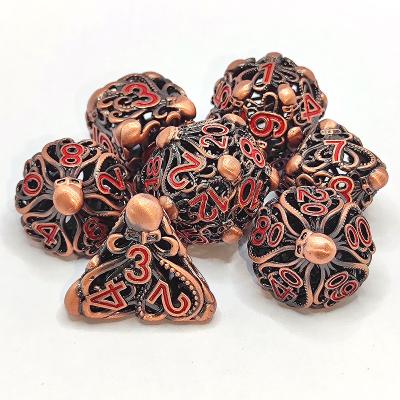 China Simple and Modern Hot Sale Dnd Dies D4 D6 D8 D10 D100 D12 D20 Octopus Dies D4 D6 D8 D20 Polyhedron Hollow Octopus Metal Dies Set for sale