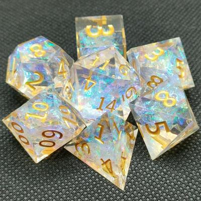 China Dies D4 D6 D8 D10 D12 D20 D Custom Resin Dies Board Game Color Resin Polyhedral Cutting Edges % DND for sale