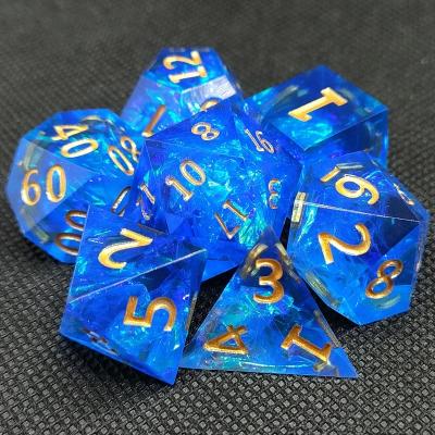 China Handmade pointed resin new fashionable classy transparent resin dies die cut RPG tabletop games D4 D6 D8 D% D10 D12 D20 for sale