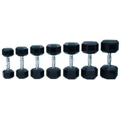 China Custom Logo Black Anti-Slip Heavy Duty Good Quality Grip Stretches Hex 15Lbs 1 Kg Rubber Sole Dumbbell for sale