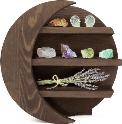 China Storage Best Sell Wooden Half of Crescent Moon Shelf Wall Decor Wooden Log Wall Shelf for sale