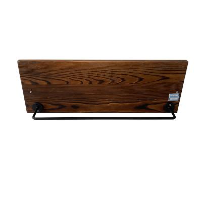 China Factory Direct Sale Rustic Solid Wood Wholesale Rustic Wall Mounted Floating Shelf With Towel Rack for sale