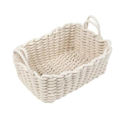 China Customized Hand Knitted Multi Color Viable And Functional Storage Cotton Rope Basket 1 Package for sale