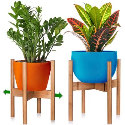 China Home Decor Flower Pot Holder Environmental Plant Adjustable Easy To Use Modern Sleek Sleek Bamboo Pot Holder for sale