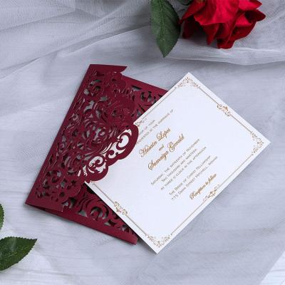 China Europe Laser Cut Luxurious Wedding Invitation Card With Envelopes For Wedding Anniversary Engagement Graduation Party for sale