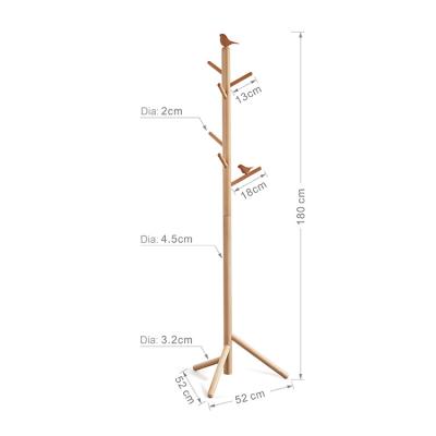 China Simple Detachable Home Bedroom Furniture Wooden Hat Coat Hanging Clothes Display Stand Rack for sale