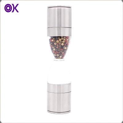 China 2 Viable in 1 Manual Cordless Salt and Pepper Mill Hourglass Grinder for sale