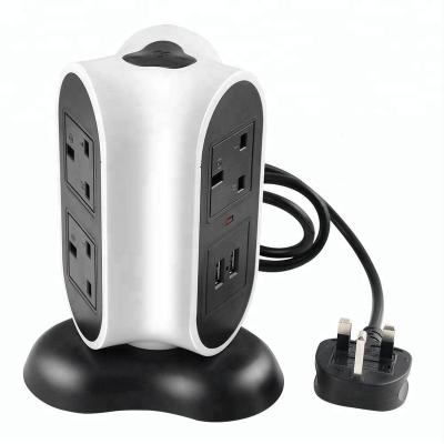 China Overload Protection Outlets 2 USB Port Multiple Surge Protector Socket Tower Power Strip for sale