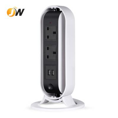 China Overload Protection JW601 - 5 Vertical Power Strip Tower Extension Cable Left 2 Outlet 2 USB Charging , Vertical Rotate Design for sale