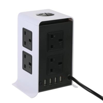 China 4 USB Ports 8 Strip Tower Charging Extension Cord With 4 USB Ports, Universal Vertical Extension Socket Outlet for sale