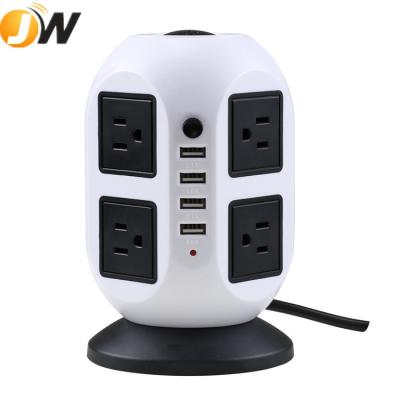 China Overload Protection 2M Vertical Extension Lead Socket Power Strip With Surge Protector 8 Way Outlets for sale