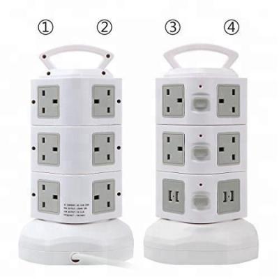 China UK Vertical Retractable Cable Tower Power Strip Socket Lightning Protection With Retractable Cable for sale