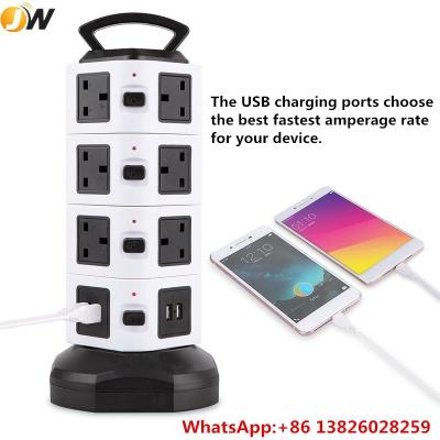 China Retractable Cable Power Adapter with Surge Protector, USB Charging Ports and Individual Switches, Rotatable Vertical Tower Power Strip for sale