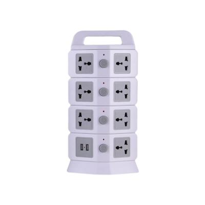 China Dual USB Ports Ultra-thin Vertical Universal 4 Gang Extension Charging Socket With 2 USB Charger for sale