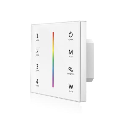 China SKYDANCE T4-1 RGBW 4 Zones 12-24V 4 Channels 3A/CH RF Wall Control Touch Screen LED Controller Dimmer 86x86x37mm for sale