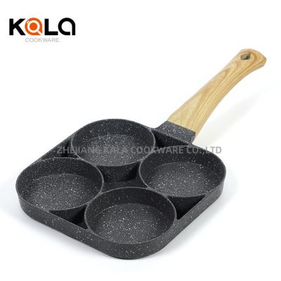 China Wholesale KALA 4 Hole Egg Non Stick Stuffed Pancake Pan Aluminum Cooking Pots and Non Stick Pans Frying Pan for sale