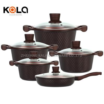 China Kala Viable Good Selling Kitchen Supplies Cookware Sets Nonstick Aluminum Cookware Wholesale Cookware Set Pot Set for sale