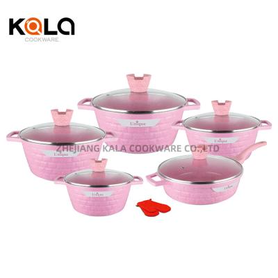 China Sustainable kitchen supplies kitchen set cookware set non stick die cast aluminum kitchenware set cookware for sale